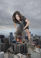 breasts giantess collage city mega destruction rampage angry brunette wonderslug fire giantess_katelyn skyscraper smoke clouds sky
