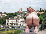 giantess collage nude pussy butt barefoot wet red_hair kneeling dat_ass utamovita