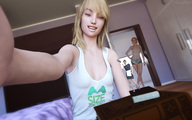 blonde finger shrunken_woman dangle preview looking_at_viewer sorenzer0 digital_render misskaneda sizecon
