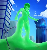 drawing giantess nude city color destruction buildings low_angle monster_girl slime_girl thunderafterdark