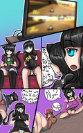 drawing panties upskirt comic black_hair color blue_eyes nintendo shrunken_people cat_girl june commission sofa video_games lillian mspaintgts angie mariokart evalia
