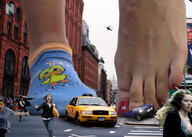 collage feet city destruction toes barefoot buildings helicopter socks running streets vehicles nikemd pedicure red_nails pedestrians vehicle_crush between_buildings giantess_feet bad-mood