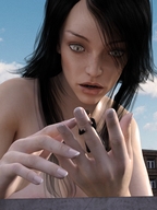 giantess nude city black_hair handheld digital_render papayoya