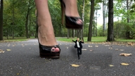 collage feet toes high_heels park foot_crush running shrunken_man woods outdoors raised_foot running_away sidewalk imminent_crush