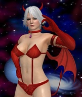 white_hair earth horns gloves dead_or_alive fangs devil between_fingers suspenders digital_render cosmic_giantess doa christie roodedude