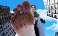 giantess crush feet city toes barefoot buildings soles low_angle foot_crush looking_down sky toe_ring point_of_view looking_at_viewer raised_foot stuck_to_foot digital_render melanie jamesmason0 jamesmason0her-name-was-disaster