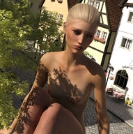 breasts nipples gentle giantess nude blonde sitting village runswithferrets digital_render