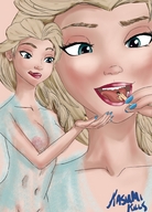 drawing giantess nude vore blonde color tongue ice frozen disney fan elsa kasumikills