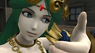 giantess handheld green_eyes goddess green_hair nintendo fire_emblem looking_at_tiny digital_render palutena kid_icarus lucina abelyard