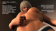 breasts nude low_angle story shrunken_man dangle between_fingers point_of_view looking_at_tiny digital_render pixaliant uptown_girl
