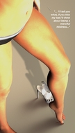 feet high_heels underwear story shrunken_man toe_crush set captions nail_polish digital_render pixaliant