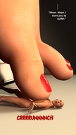 crush nude feet toes barefoot shrunken_man toe_crush nail_polish digital_render pixaliant uptown_girl
