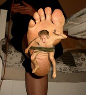 collage barefoot soles sitting torture shrunken_man trapped dirty_soles crlvr tied_down