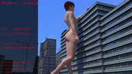 giantess nude city buildings brunette short_hair digital_render standing_up dinner-kun captainxero
