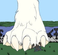 drawing giantess furry anthro color blue_eyes paws under_foot
