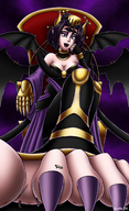 wings digimon cleavage shrunken_people grey_eyes throne micromike lilithmon laylamon