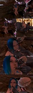 white_hair nude vore pubic_hair red_eyes blue_hair elf multiple_scales force_feeding madamemaeve drow unwilling_pred