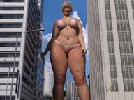 giantess panties city blonde bra buildings looking_at_viewer digital_render mindmedic