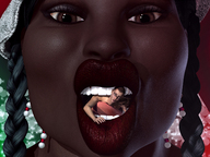 giantess vore glasses christmas looking_down open_mouth brothervirgil braid santa_hat digital_render
