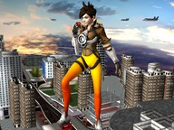 giantess city destruction shoes foot_crush airplane explosion hand_crush digital_render overwatch lena_oxton giant-lightning tracer_(overwatch)