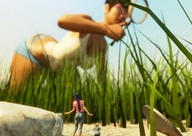 multiple_sizes shrunken_woman magnifying_glass big_ass jetslasher digital_render