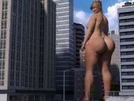 giantess nude city blonde butt barefoot digital_render mindmedic