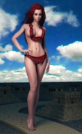 giantess crush barefoot cleavage blood red_hair foot_worship foot_crush cruel clouds sky under_foot pedicure digital_render smogass