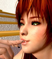 vore tongue finger dead_or_alive kasumi shrunken_woman digital_render doa smogass