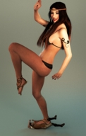 giantess panties small_man bra brunette posing sandals foot_crush nail_polish digital_render dofus59