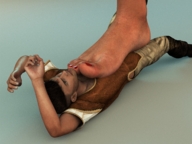 giantess small_man barefoot lying_down under_foot nail_polish digital_render dofus59
