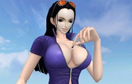 giantess black_hair blue_eyes one_piece cleavage glasses huge_breasts dangle between_fingers source_needed digital_render