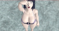 swimsuit handheld cleavage huge_breasts unknown_artist open_mouth source_needed imminent_vore digital_render hinata_hyuga