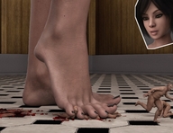 barefoot blood foot_crush shrunken_people cruel between_toes under_foot floor digital_render smogass