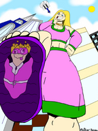 drawing giantess city blonde color buildings superhero low_angle sandals foot_crush transformation point_of_view blingblingbowser83