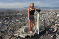 giantess collage city mega blonde cleavage sunglasses flip_flops looking_at_viewer leaning_on_building mcflyonthewall