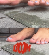 crush collage micro barefoot shrunken_men foot_crush running raised_foot blue_nails mcflyonthewall