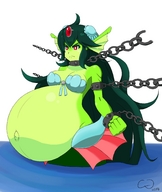 drawing giantess color mermaid belly chains pregnant green_skin giga_mermaid chrisguy3 shantae_half-genie_hero