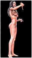 nipples nude pussy black_hair handheld green_eyes shrunken_men trapped looking_at_tiny digital_render hoven4