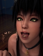 vore trapped cat_girl shrunken_women ropes looking_at_tiny digital_render smogass