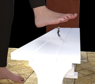barefoot shrunken_man raised_foot imminent_crush black_nails digital_render inkonitoman