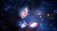 blue_eyes handheld galaxy looking_down kingdom_hearts stars digital_render cosmic_giantess redcoffee1 aqua_(kingdom_hearts)