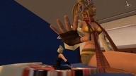 rikku final_fantasy hand unaware shrunken_man cloud_strife final_fantasy_vii pizza reaching_hand final_fantasy_x digital_render abelyard