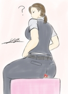 drawing color butt_crush brunette sitting unaware shrunken_woman yamumil