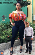 collage black_hair long_hair clothed high_heels amazon standing height_comparison squeezemeflat