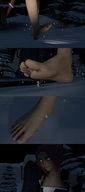 comic barefoot pink_hair foot_crush unaware open_mouth digital_render miqote final_fantasy_xiv ffxiv abelyard minfilia