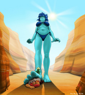 bikini drawing giantess crush color blue_hair foot_crush under_foot steven_universe lapis_lazuli peridot jasper squeakie cartoon_network