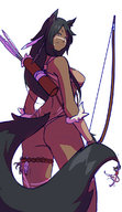 breasts drawing nude wolf tail black_hair color butt bra yellow_eyes shrunken_people dark_skin bow necklace body_paint himeko-houkou loincloth madiblitz mice quiver