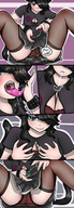 breasts drawing panties tail upskirt black_hair color tongue blue_eyes mouth cleavage bra skirt saliva spitting teasing entrapment cat_girl games june thigh_highs revenge smothering bracelet panty_entrapment mspaintgts hosiery