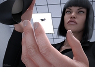 giantess micro black_hair high_heels shoes hand shrunken_woman heel jetslasher daz_studio digital_render 3d_art