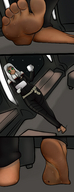 drawing white_hair micro feet comic color barefoot green_eyes blood sweat gore foot_crush walking star_trek unaware dirty dark_skin coffee shrunken_person mspaintgts captain tesla